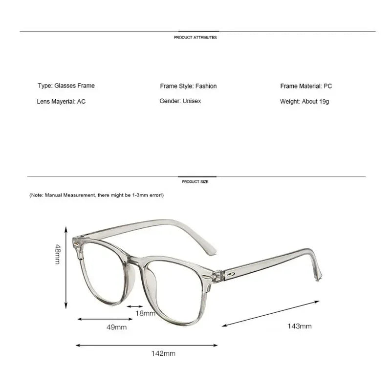 Classic Transparent Computer Glasses Frame Women Men Anti Blue Light Blocking Glasses Optical Glass