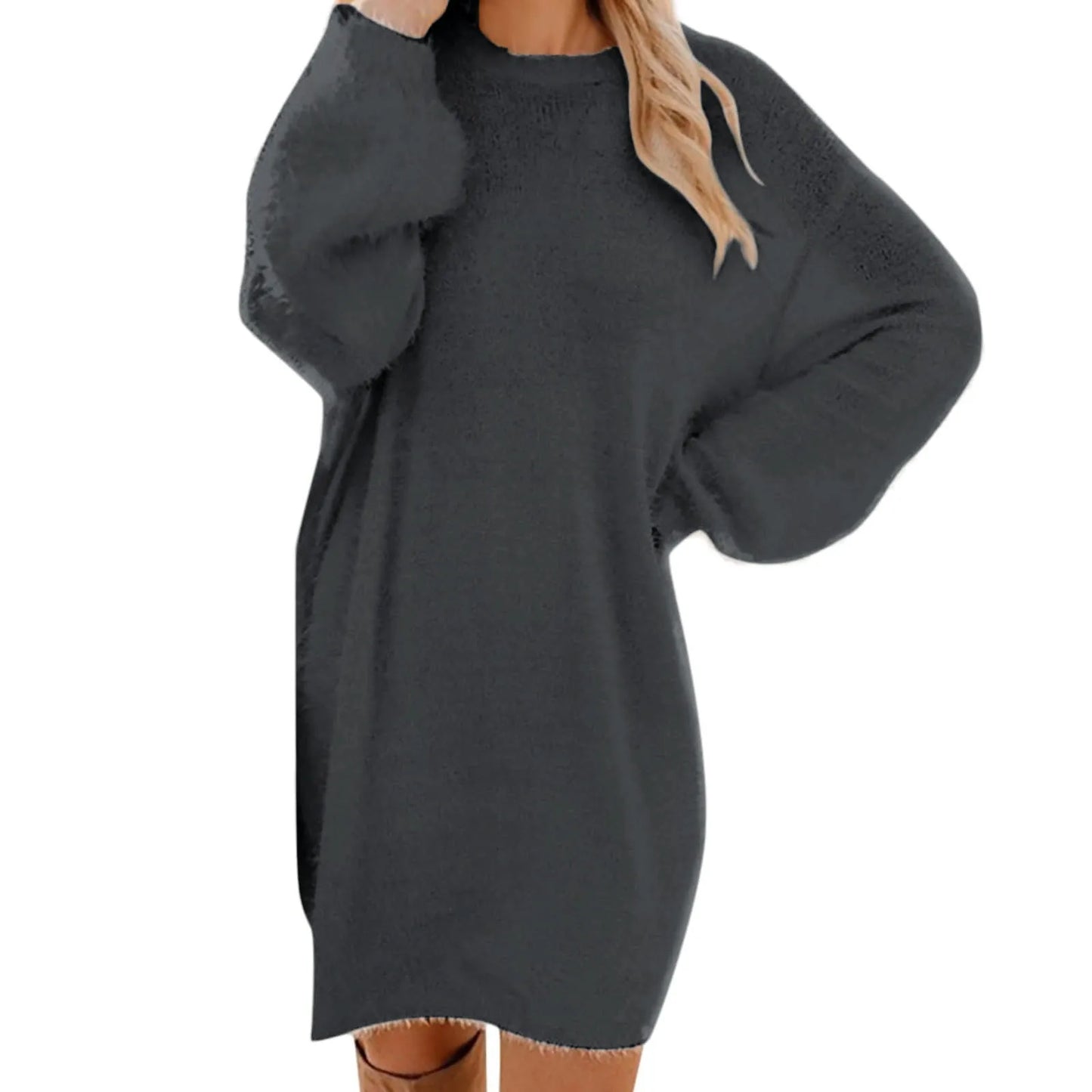 Women Winter Sweater Knit Crewneck Warm Long Sleeve Casual Sweatshirts Dress Elegant Women'S Dresses For Party