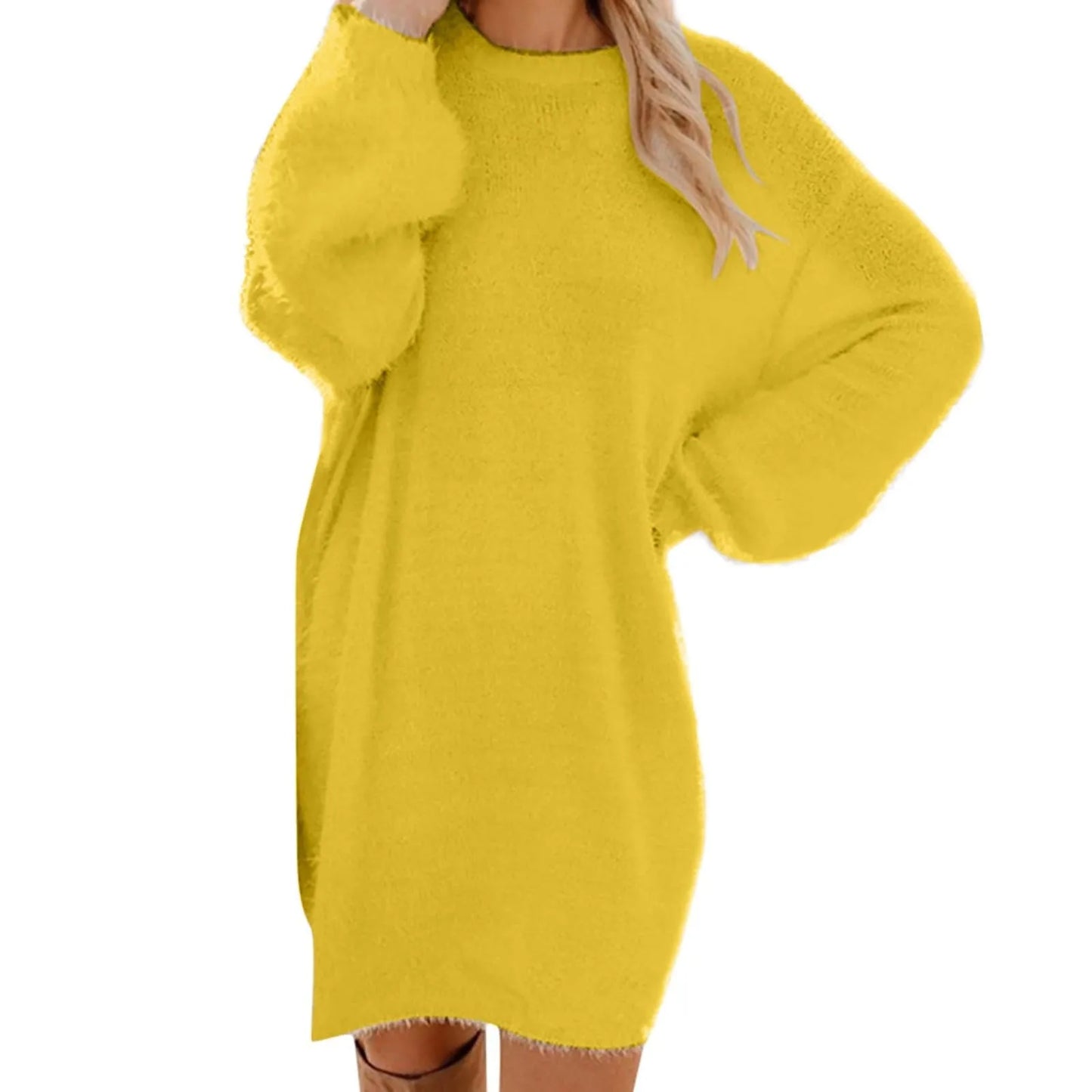 Women Winter Sweater Knit Crewneck Warm Long Sleeve Casual Sweatshirts Dress Elegant Women'S Dresses For Party