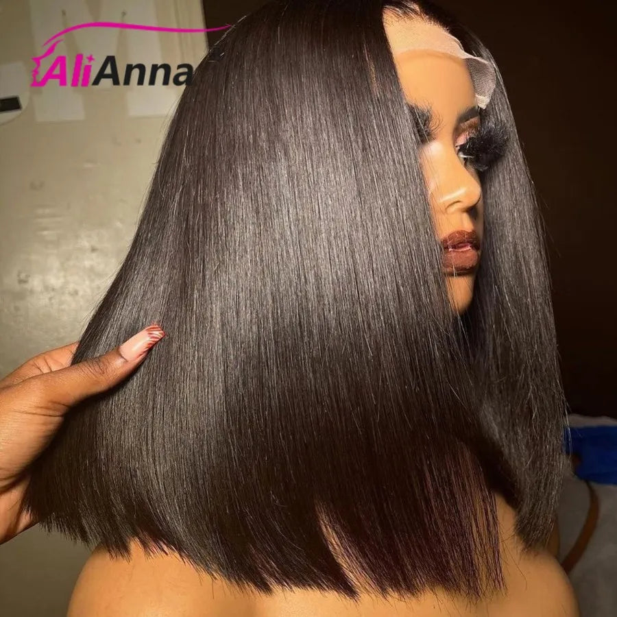 Glueless Wig Human Hair Ready To Wear Short Bob Wigs For Women Transparent Pre Cut Lace