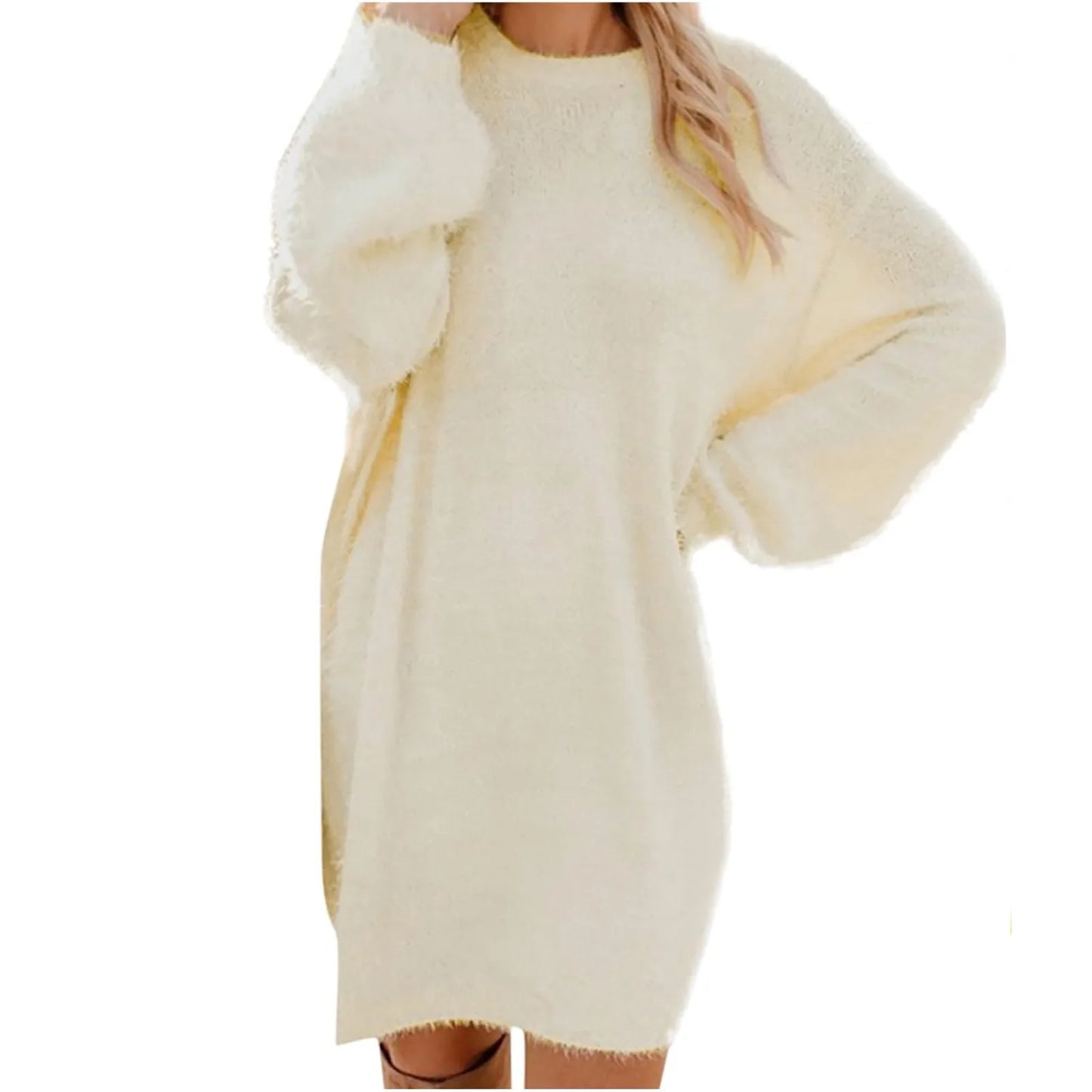 Women Winter Sweater Knit Crewneck Warm Long Sleeve Casual Sweatshirts Dress Elegant Women'S Dresses For Party