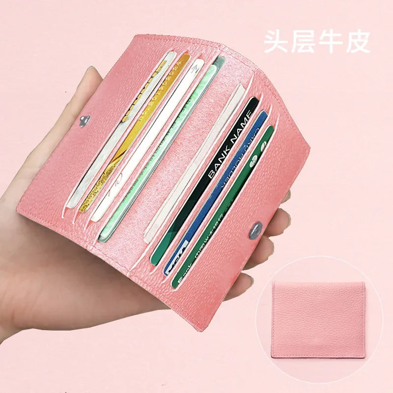 8 Slots Cardholder Ultra-thin Leather Mini Wallet Slim Bank Credit Card Holder Men's Business Small ID Case for Women Purse
