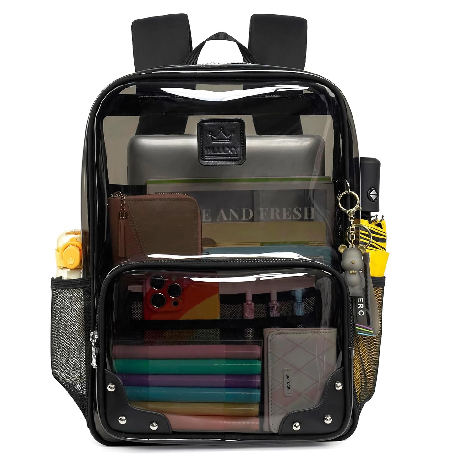 Clear Backpack Heavy Duty Transparent Laptop Backpacks 15.6 Inch See Through TPU Travel Daypack Large College Bookbag