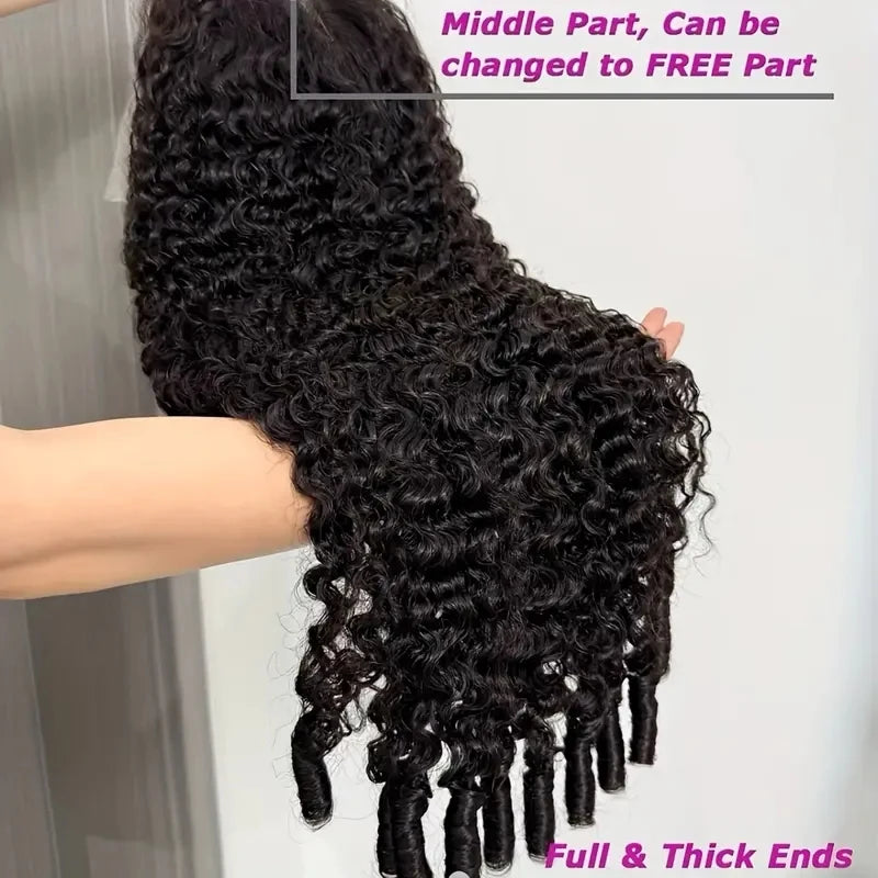 250% Burmese Curly 7x6 HD Lace Front Wigs Eurasian Deep Curly Wave Human Hair Wigs Bouncy Curly Zero Stress Glueless Wigs