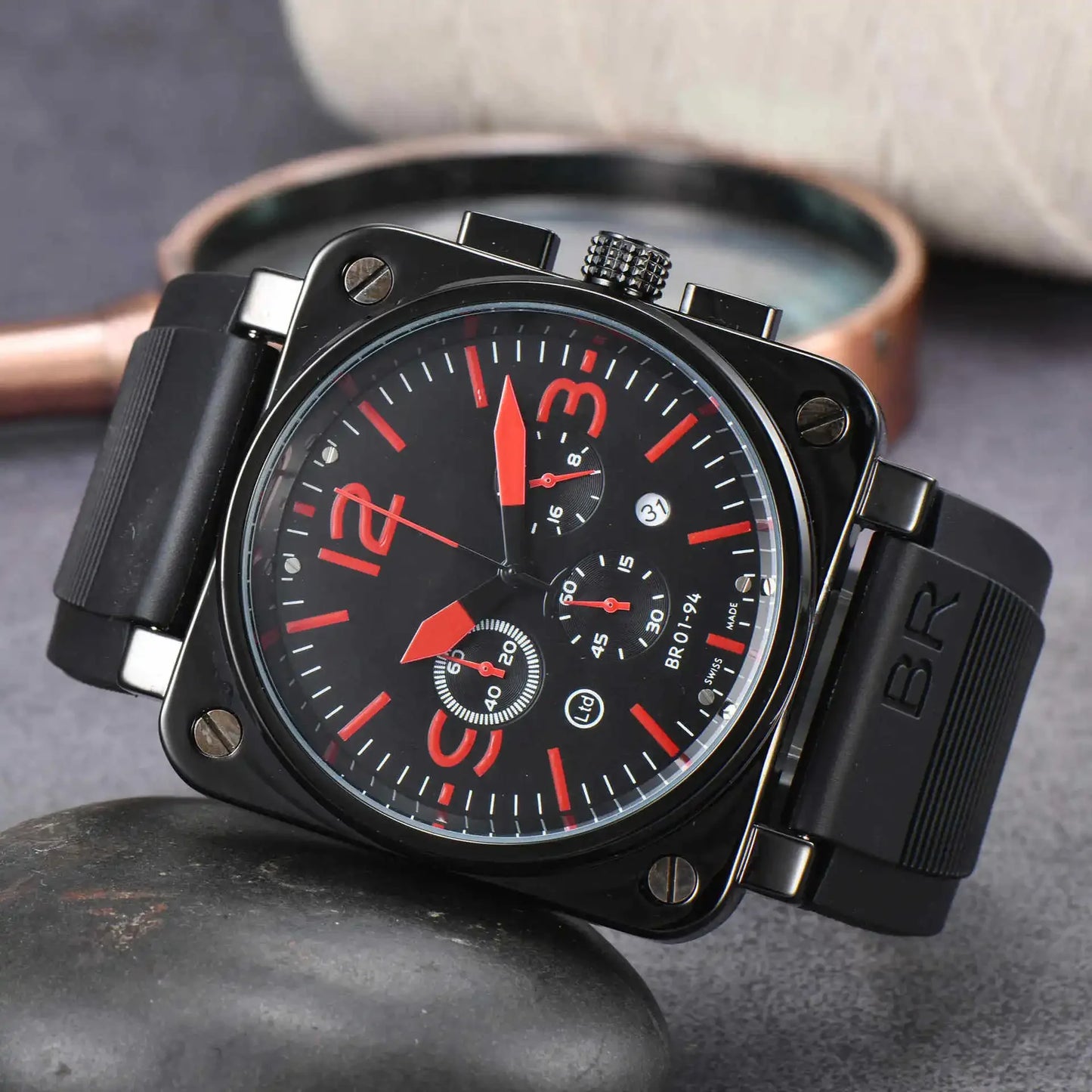 High-End BR Original Brand Watches For Mens High Quality Square Automatic Mechanical Watch Business Sports AAA Clock