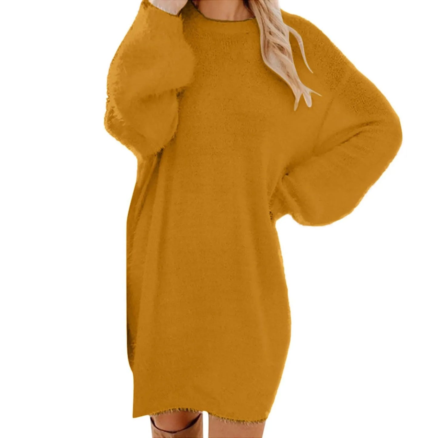 Women Winter Sweater Knit Crewneck Warm Long Sleeve Casual Sweatshirts Dress Elegant Women'S Dresses For Party