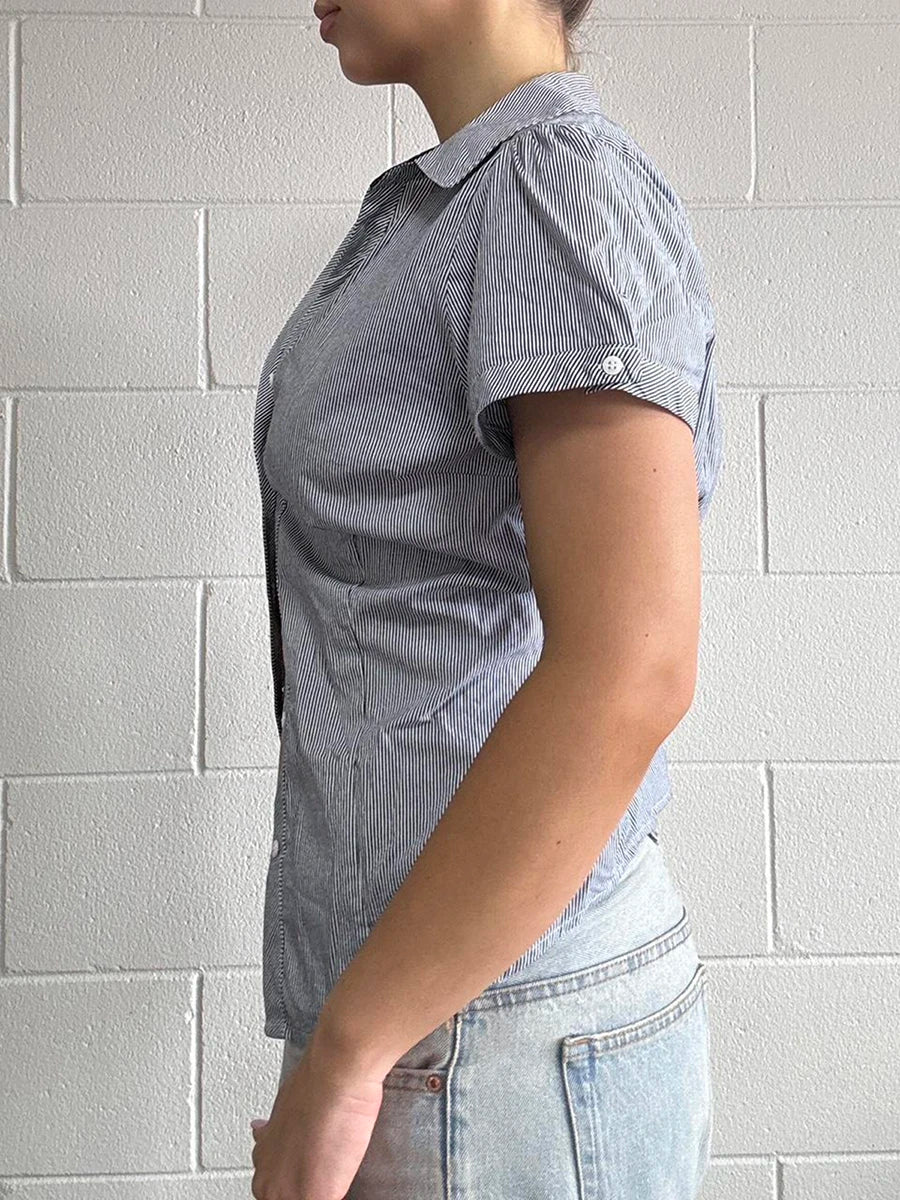 Womens Striped Short Sleeve Shirt