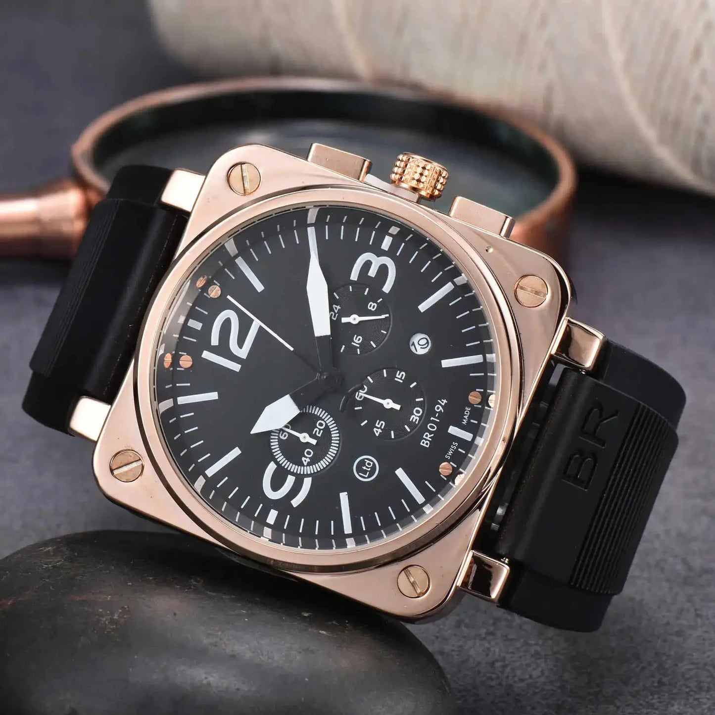 High-End BR Original Brand Watches For Mens High Quality Square Automatic Mechanical Watch Business Sports AAA Clock