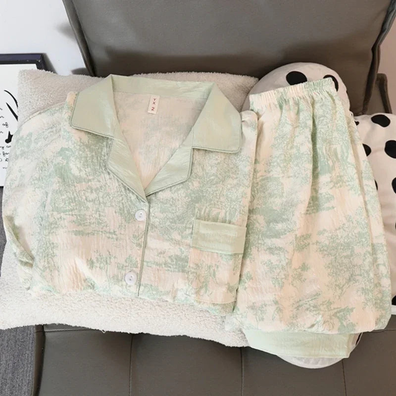 Colourful Love Plaid Print Women's Pajamas Sweet Cute Sleepwear Women's New Spring Kawaii 2 Piece Pajamas Set