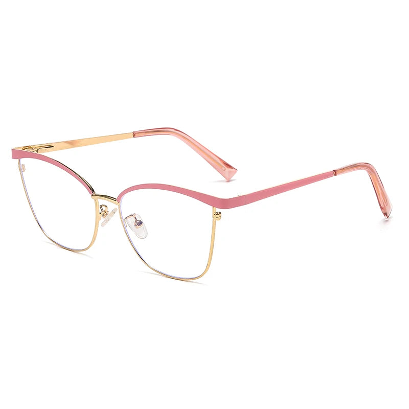 Trend New Gold Frame Flat Light Mirror Women Cross-Border Foreign Trade Fashion Anti-Blue Light Glasses Spring Hinge Frame
