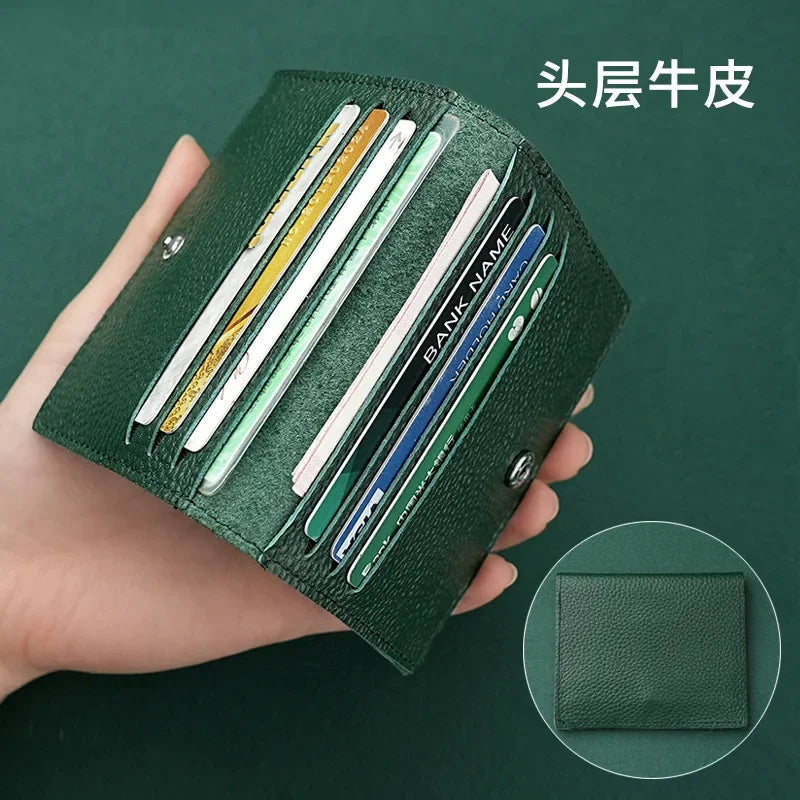 8 Slots Cardholder Ultra-thin Leather Mini Wallet Slim Bank Credit Card Holder Men's Business Small ID Case for Women Purse