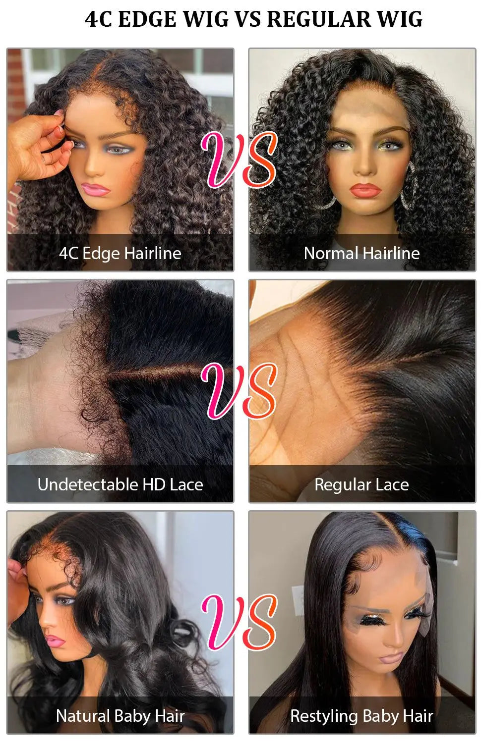Density Afro Kinky Curly Wig 100% Human Hair Edges Frontal Deep Wave Curly Lace Front Wigs For Women
