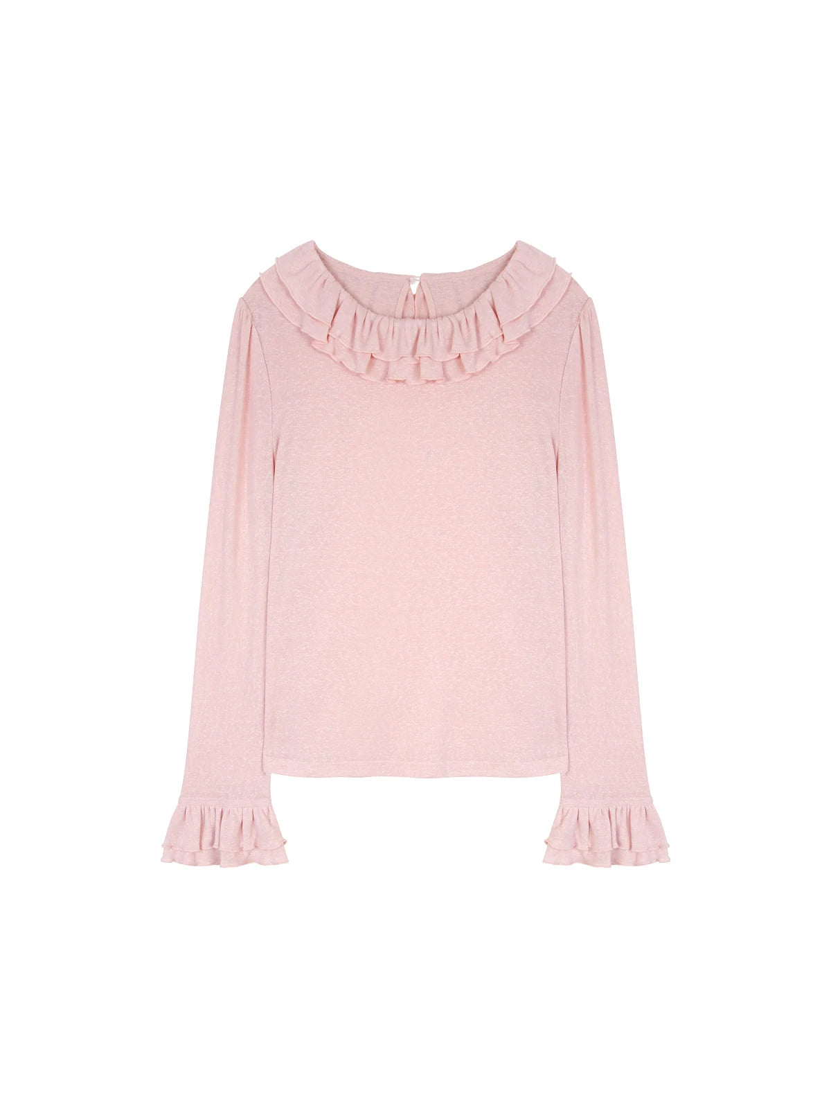 L-4XL Large Size Solid Color Long Sleeve Women Autumn Winter Sweet Double Layer Ruffles Age Reducing Crew Neck Knitted Sweater