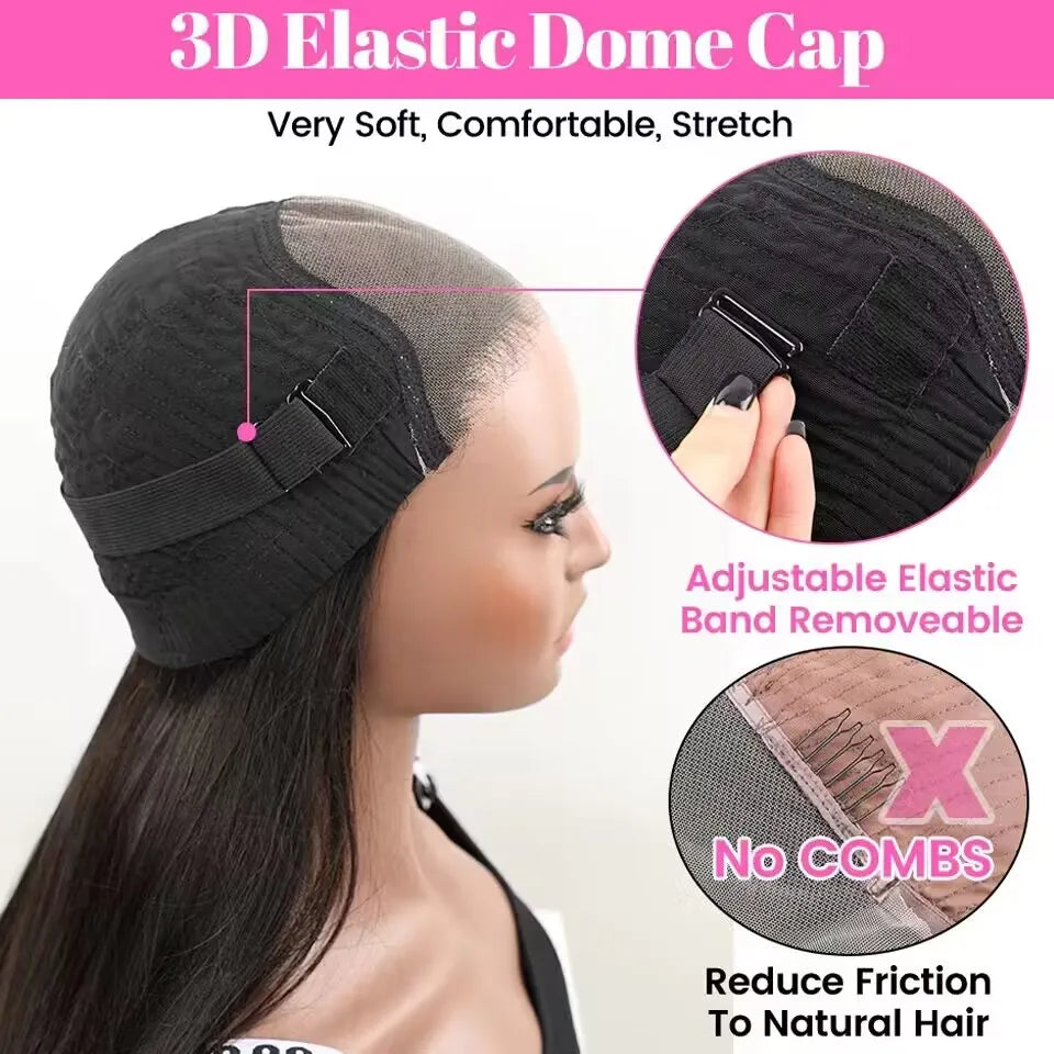 Pre Cut Straight Glueless Wig Human Hair 5x5 Ready To Wear Brazilian Lace Front Wigs For Women
