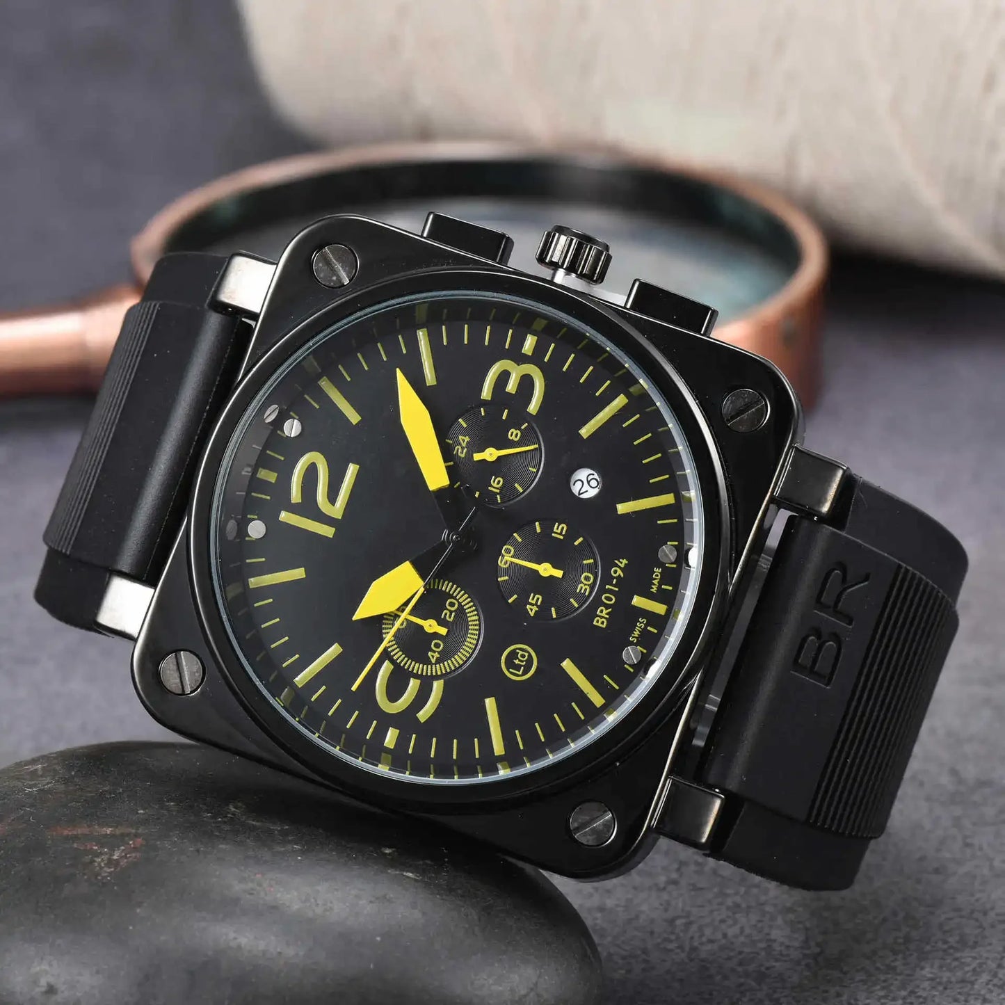 High-End BR Original Brand Watches For Mens High Quality Square Automatic Mechanical Watch Business Sports AAA Clock