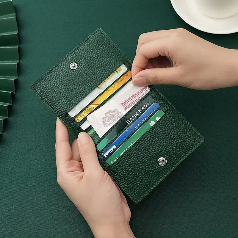 8 Slots Cardholder Ultra-thin Leather Mini Wallet Slim Bank Credit Card Holder Men's Business Small ID Case for Women Purse