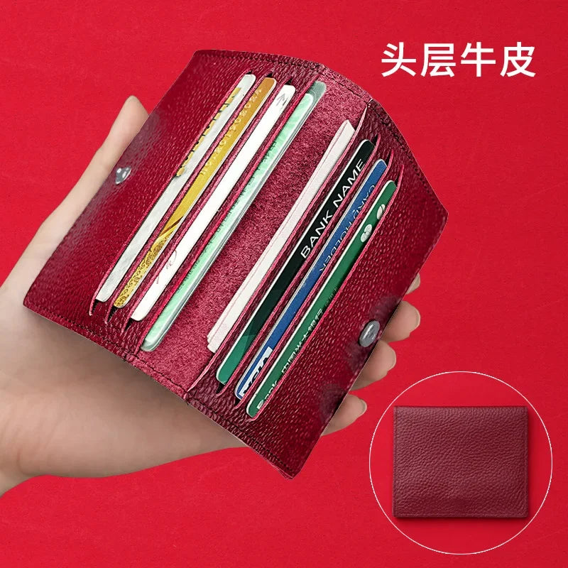 8 Slots Cardholder Ultra-thin Leather Mini Wallet Slim Bank Credit Card Holder Men's Business Small ID Case for Women Purse