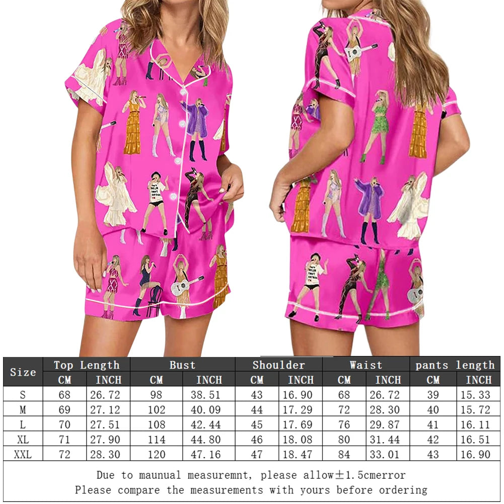 Women Taylor Pajamas Set Shirt And Pant 2 Piece Pajama Set