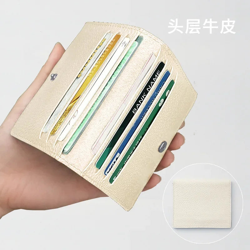 8 Slots Cardholder Ultra-thin Leather Mini Wallet Slim Bank Credit Card Holder Men's Business Small ID Case for Women Purse