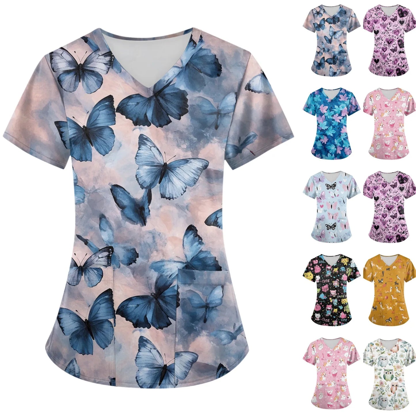 Women's Casual Nurse Uniform Cute