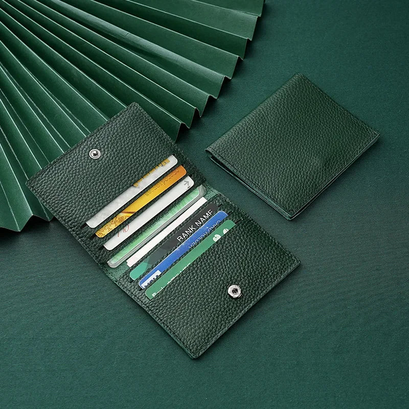 8 Slots Cardholder Ultra-thin Leather Mini Wallet Slim Bank Credit Card Holder Men's Business Small ID Case for Women Purse
