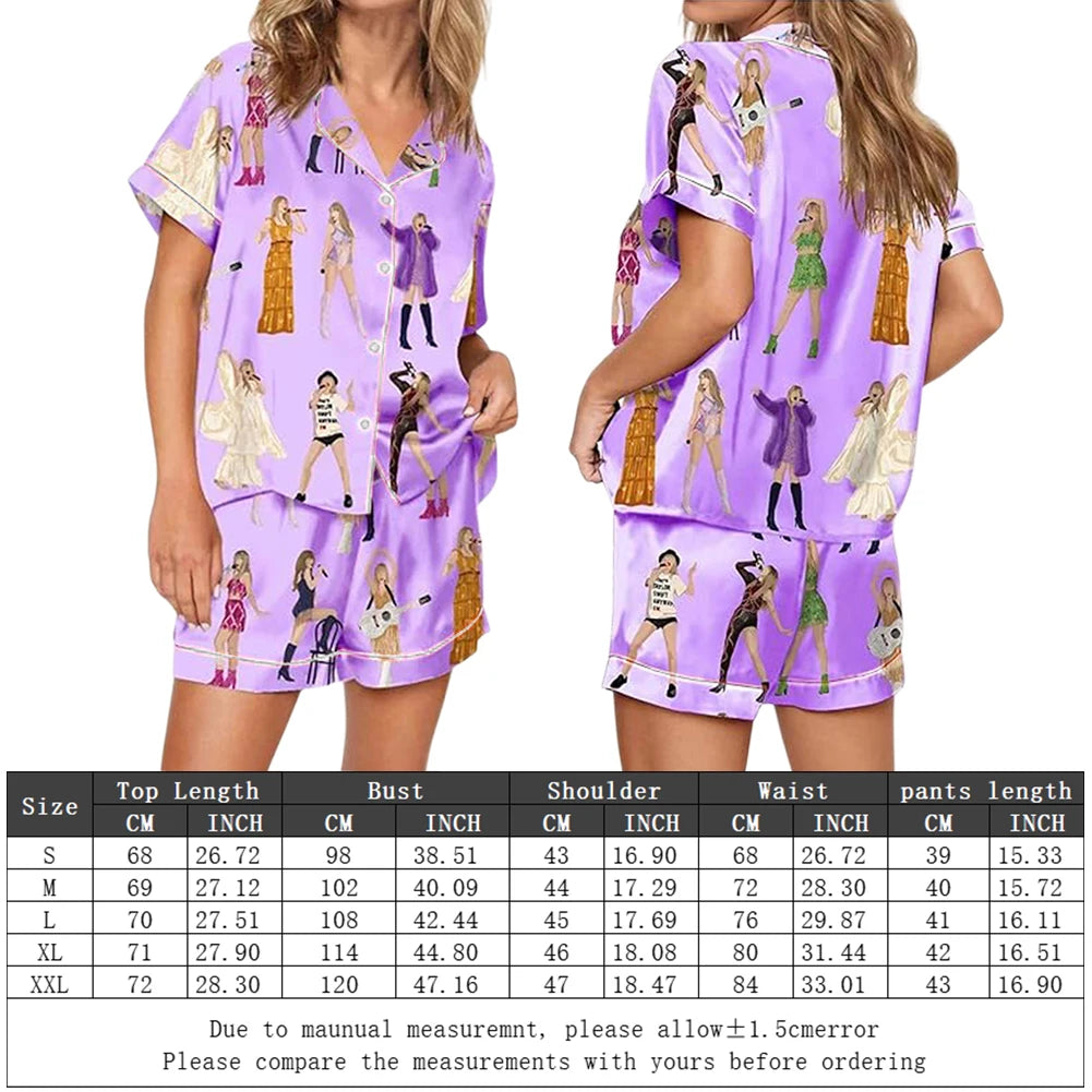 Women Taylor Pajamas Set Shirt And Pant 2 Piece Pajama Set