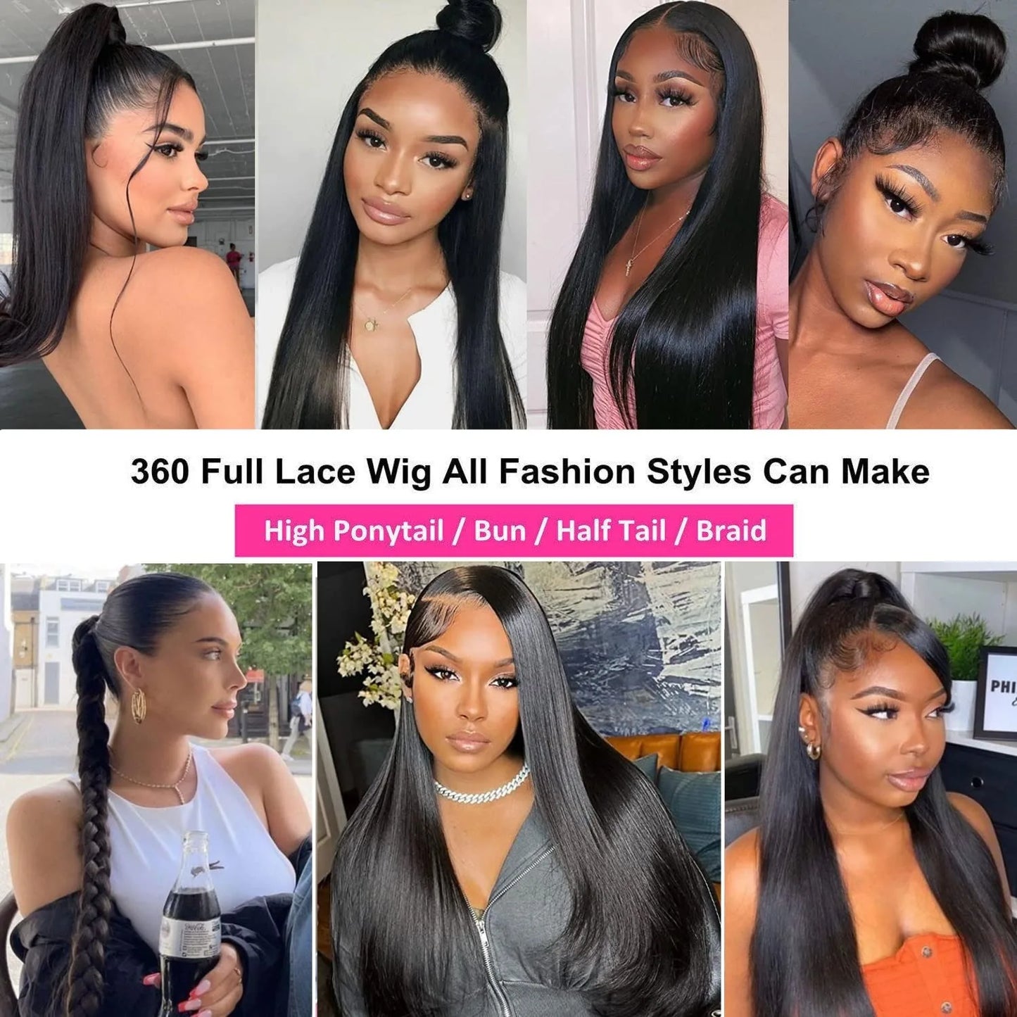 Invisi Strap 360 Glueless Full Lace Front Wigs Human Hair 13x4 Lace Frontal Wig Pre Plucked Drawstring Wig for Women