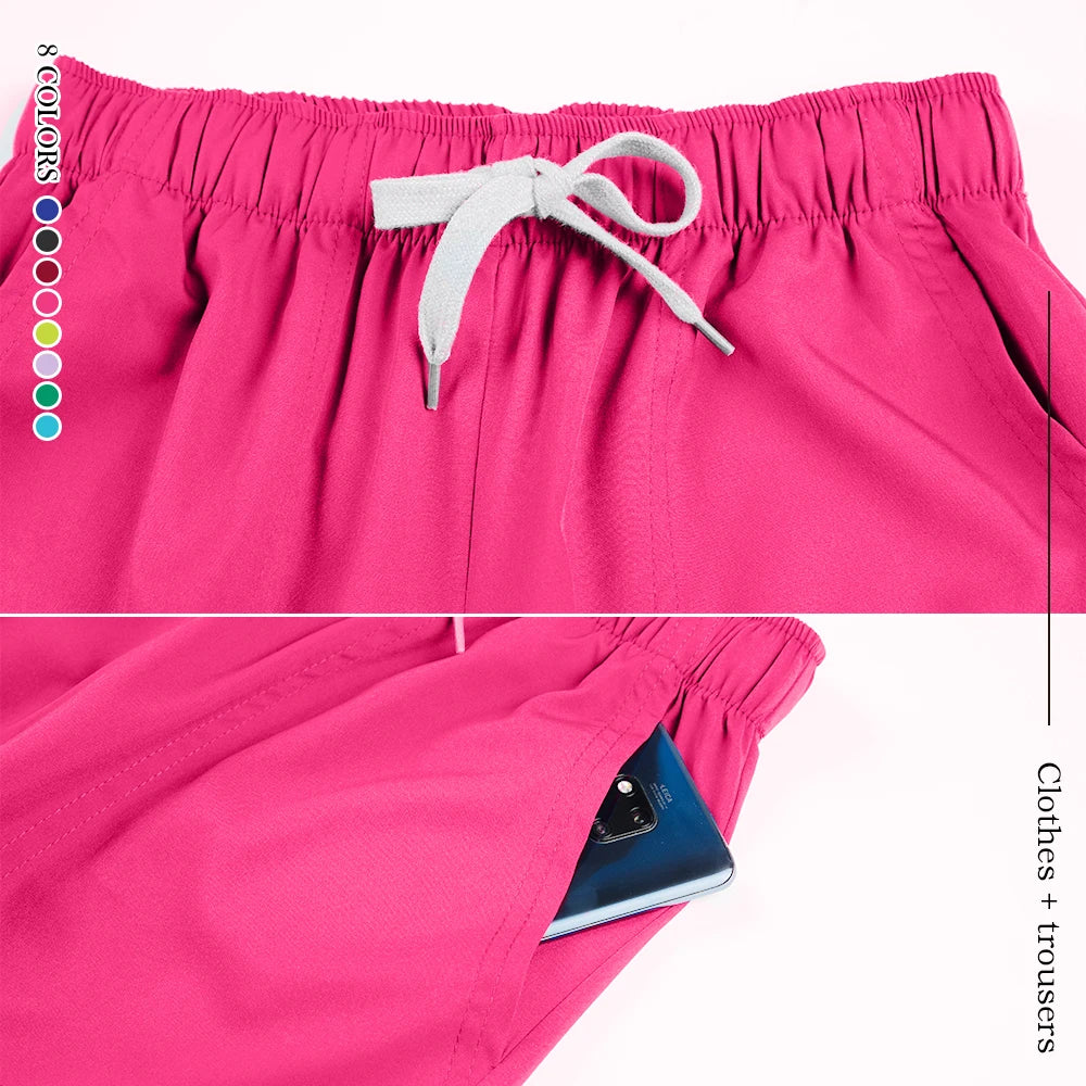 Wholesale Medical Apparel Scrub Set Uniform Women Summer Zipper Scrub Top Pants Hospital Clothing Surgical Uniforms with Pocket