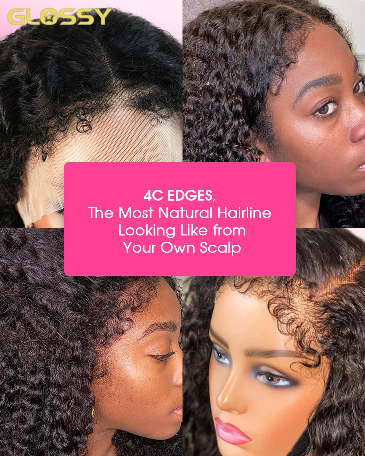 Density Afro Kinky Curly Wig 100% Human Hair Edges Frontal Deep Wave Curly Lace Front Wigs For Women