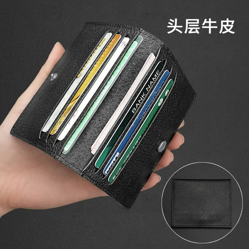 8 Slots Cardholder Ultra-thin Leather Mini Wallet Slim Bank Credit Card Holder Men's Business Small ID Case for Women Purse