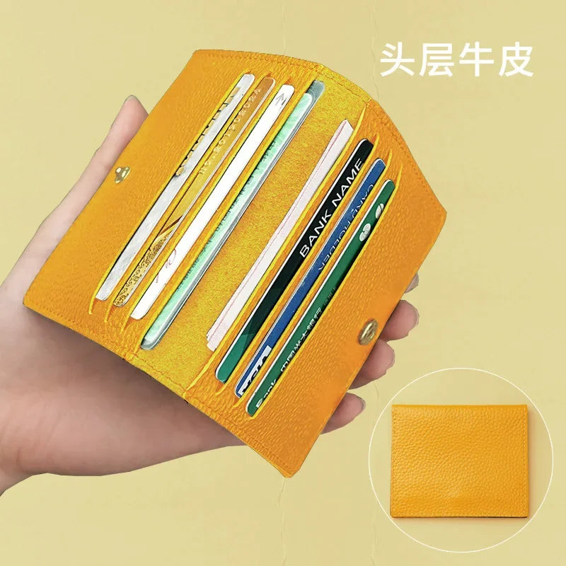 8 Slots Cardholder Ultra-thin Leather Mini Wallet Slim Bank Credit Card Holder Men's Business Small ID Case for Women Purse