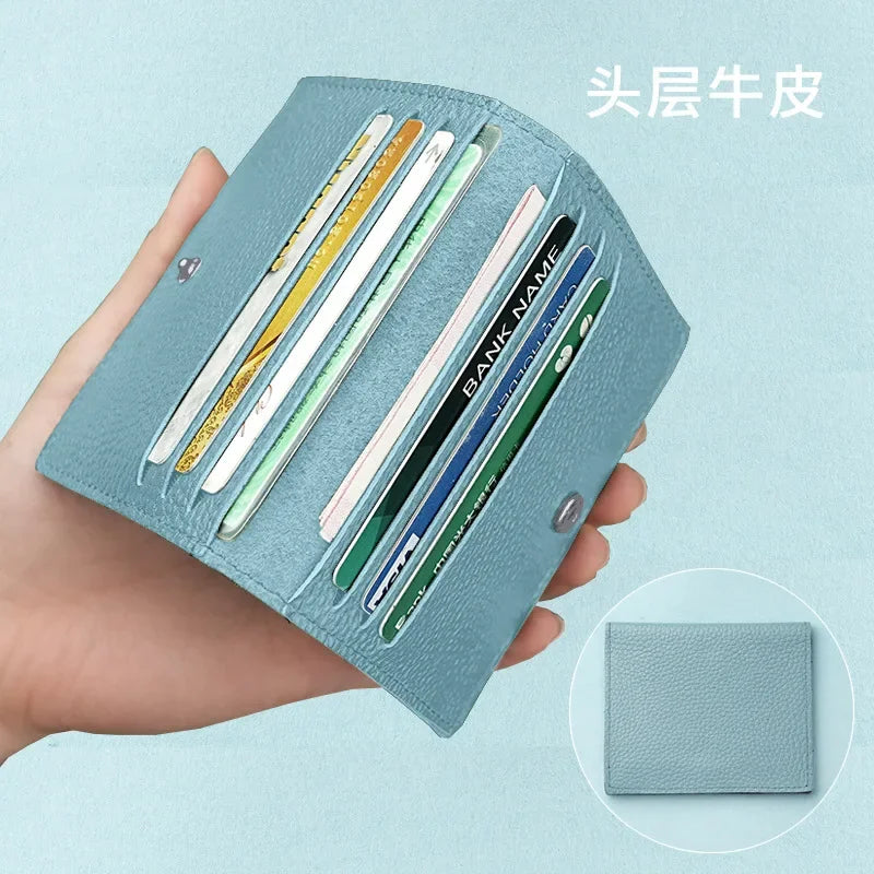 8 Slots Cardholder Ultra-thin Leather Mini Wallet Slim Bank Credit Card Holder Men's Business Small ID Case for Women Purse