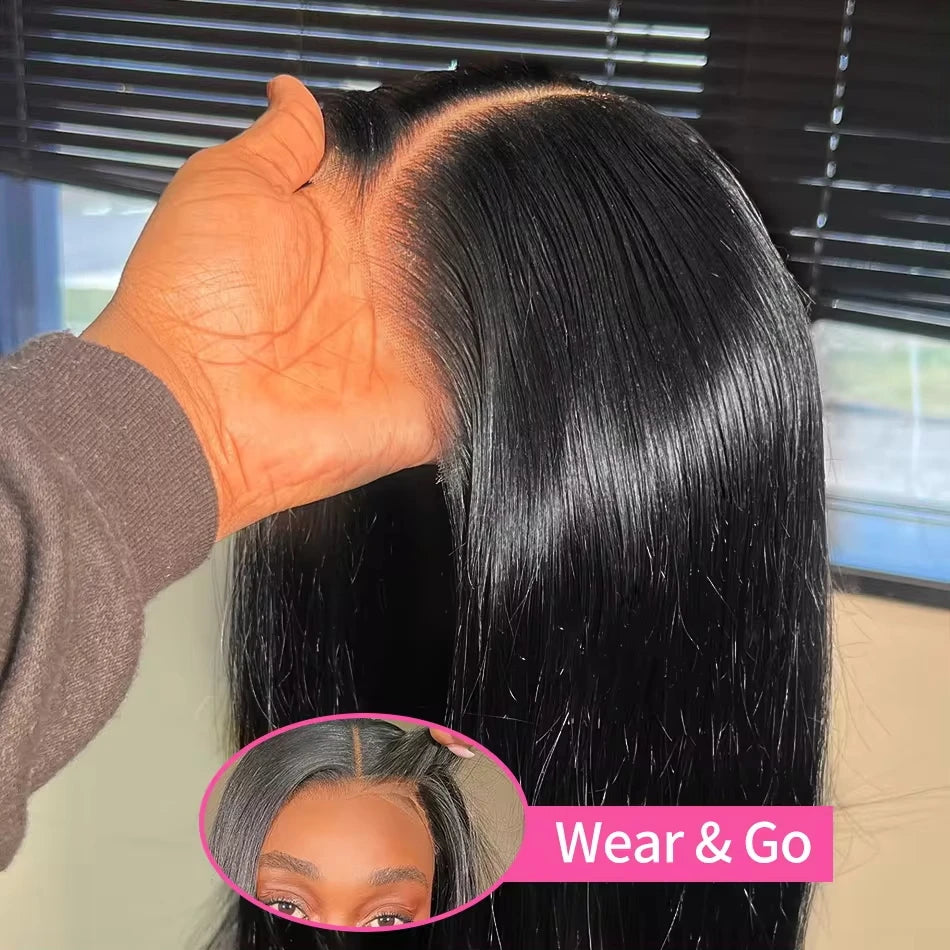Pre Cut Straight Glueless Wig Human Hair 5x5 Ready To Wear Brazilian Lace Front Wigs For Women
