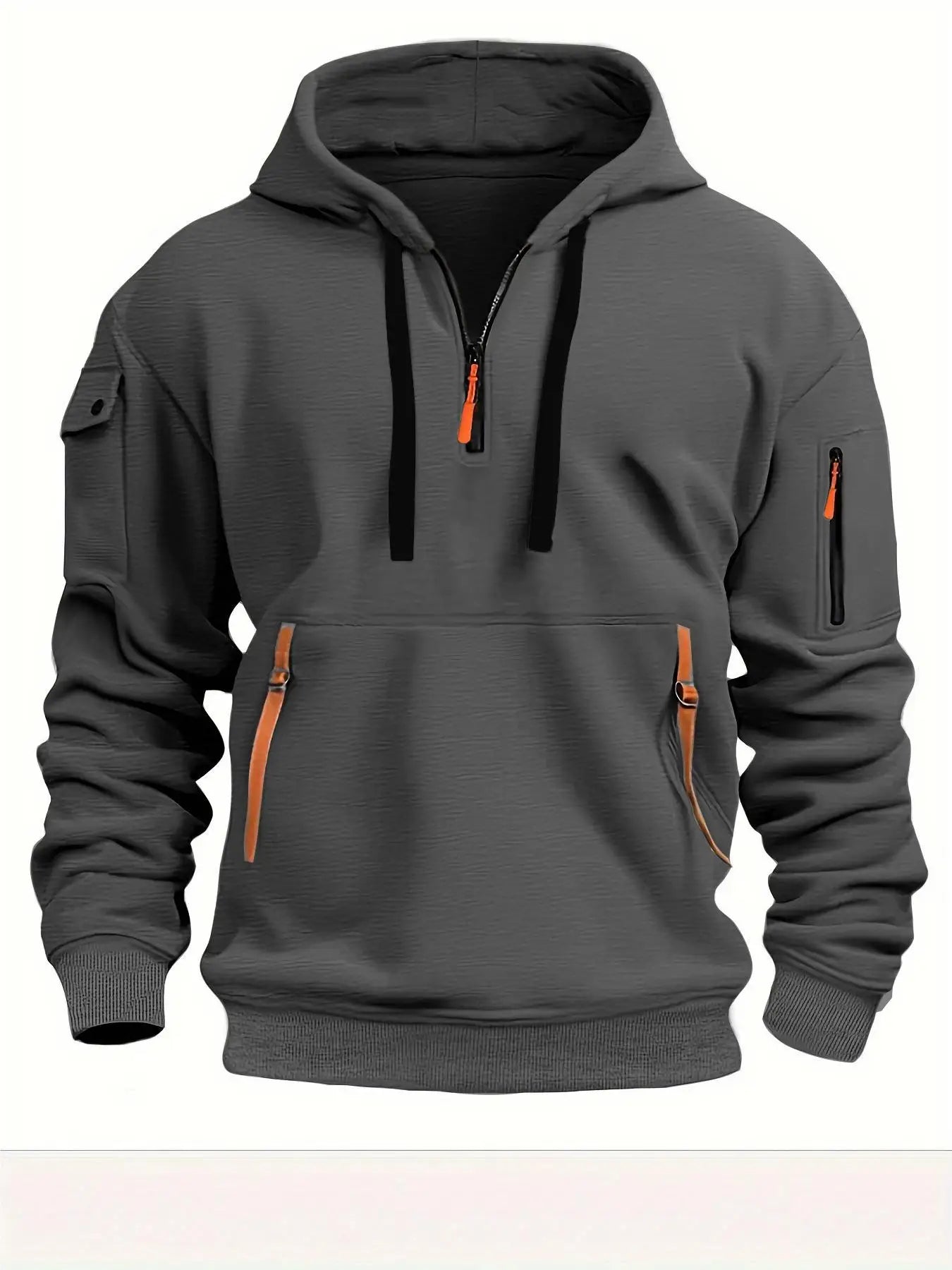 New Multi Pocket Zipper Fleece Hooded Casual Shirt for Men and Women Plus Size Loose Pullover Fashion Sweatshirt