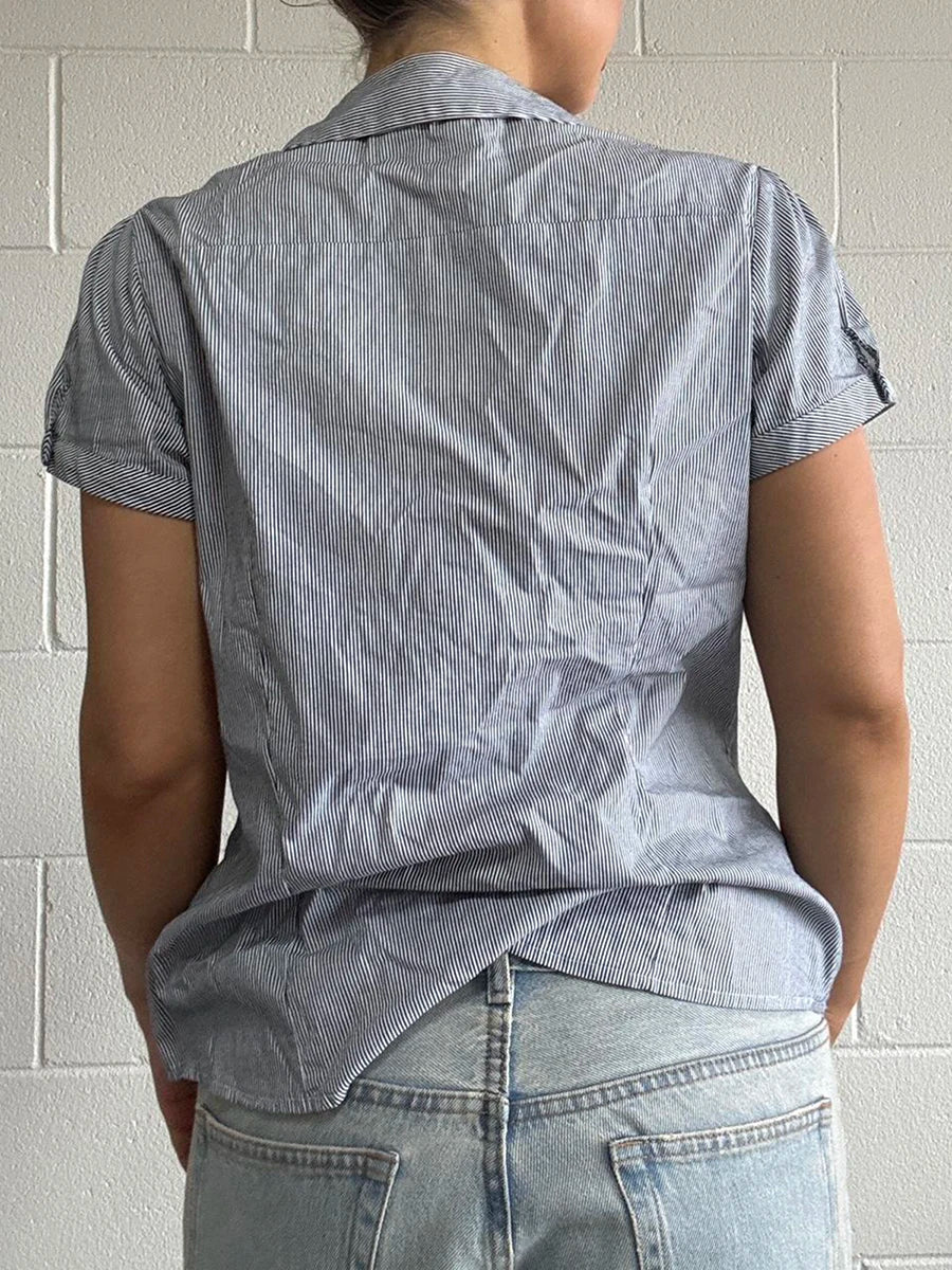 Womens Striped Short Sleeve Shirt