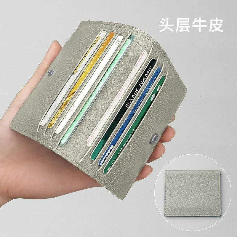 8 Slots Cardholder Ultra-thin Leather Mini Wallet Slim Bank Credit Card Holder Men's Business Small ID Case for Women Purse