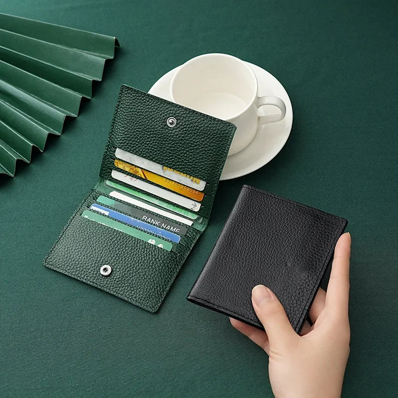 8 Slots Cardholder Ultra-thin Leather Mini Wallet Slim Bank Credit Card Holder Men's Business Small ID Case for Women Purse