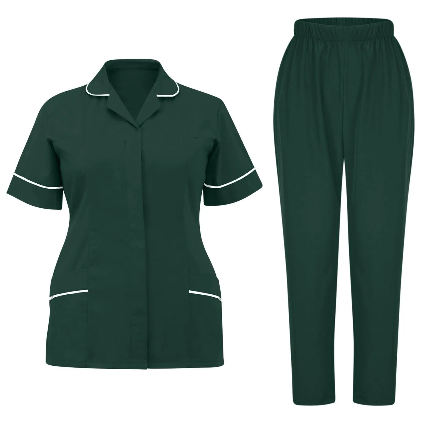 Women'S Nurse Uniform Quick-Drying Fabric Solid Color V-Neck Pocket Short-Sleeved Trousers Suit Nursing Nurse Uniform Suit