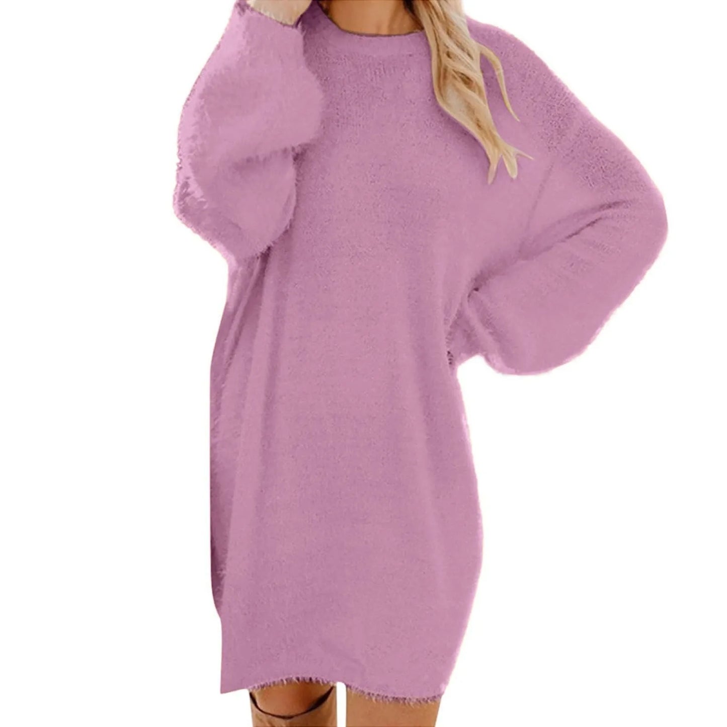Women Winter Sweater Knit Crewneck Warm Long Sleeve Casual Sweatshirts Dress Elegant Women'S Dresses For Party