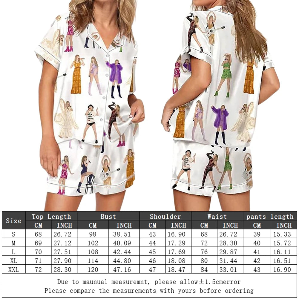 Women Taylor Pajamas Set Shirt And Pant 2 Piece Pajama Set