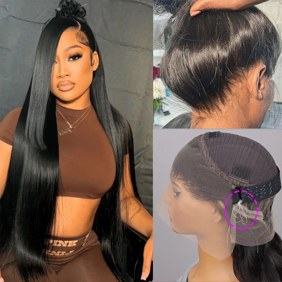 Invisi Strap 360 Glueless Full Lace Front Wigs Human Hair 13x4 Lace Frontal Wig Pre Plucked Drawstring Wig for Women
