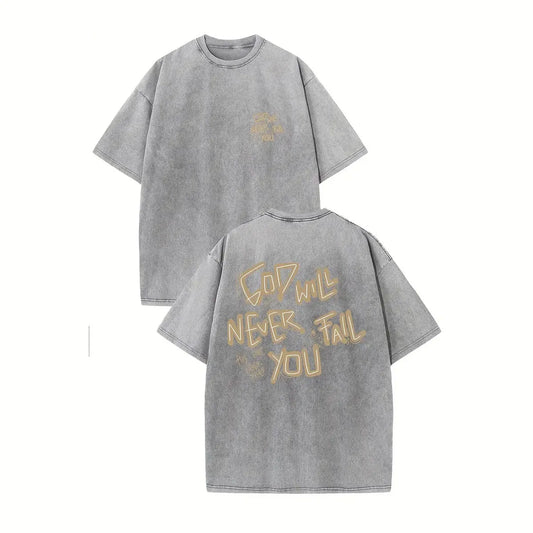 320g Heavy Men's Washed Vintage Oversized T-Shirts Street Hip Hop Punk T Shirt women  Casual Cotton Short Sleeve Tee top