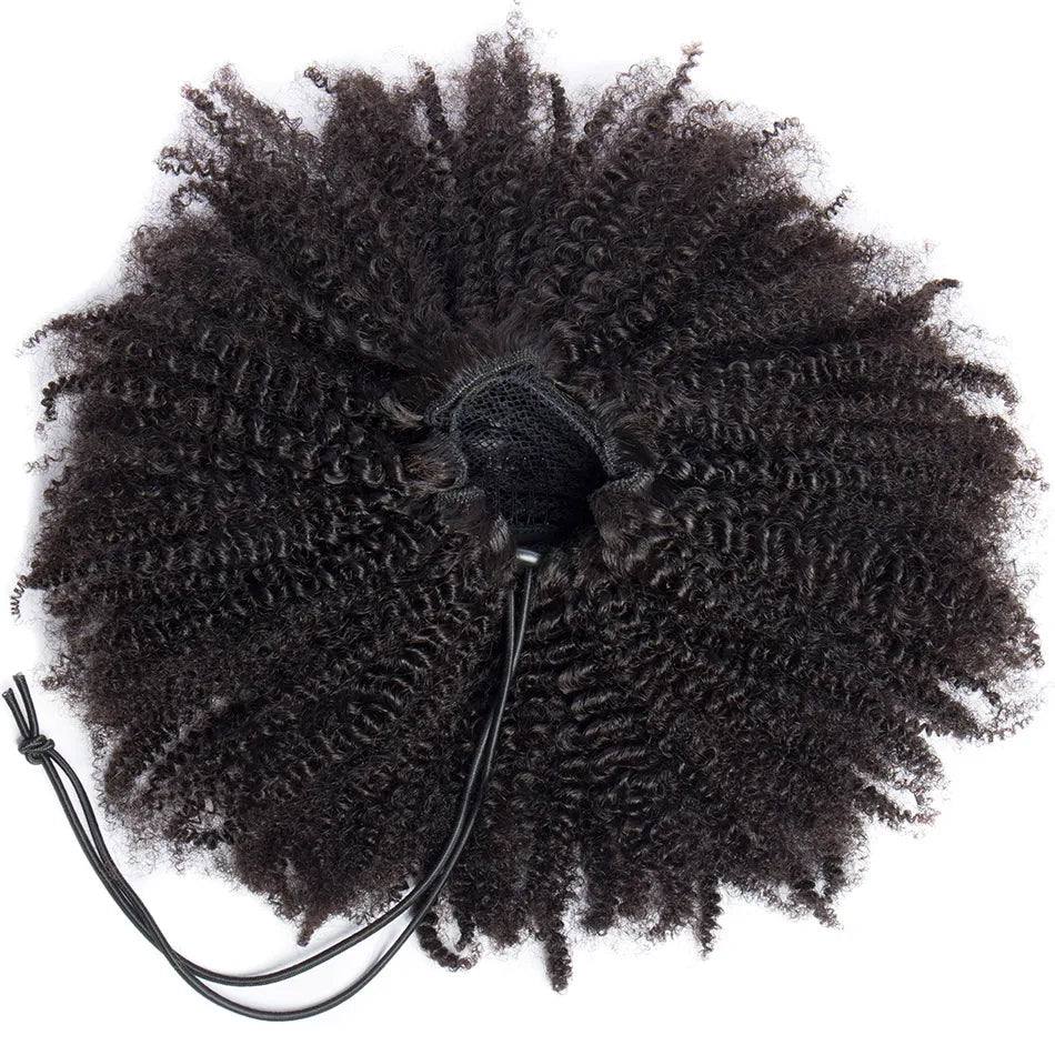 Afro Kinky Curly Drawstring Ponytail Human Hair Extensions 4B 4C Remy 10-28inch Long Clip In Ponytail Extension