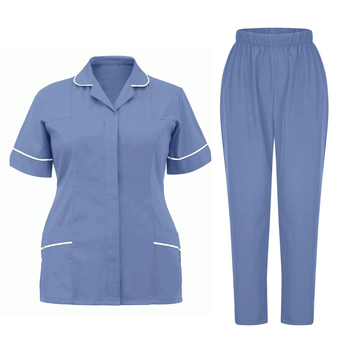 Women'S Nurse Uniform Quick-Drying Fabric Solid Color V-Neck Pocket Short-Sleeved Trousers Suit Nursing Nurse Uniform Suit