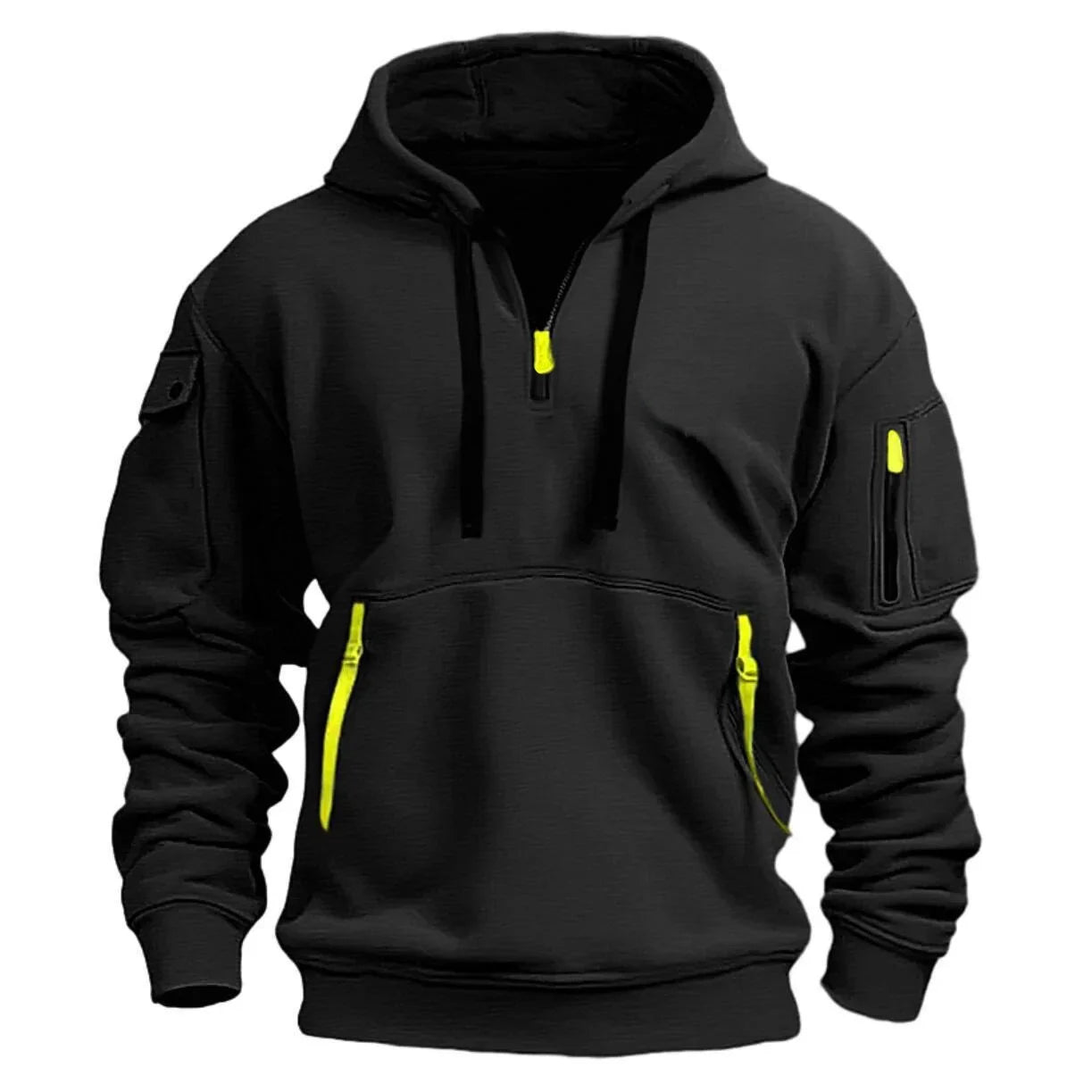 New Multi Pocket Zipper Fleece Hooded Casual Shirt for Men and Women Plus Size Loose Pullover Fashion Sweatshirt
