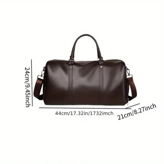 1pc PU Leather Waterproof Handbag Training Fitness Bag Solid Color Dry And Wet Separation Pocket Short Travel Handbag