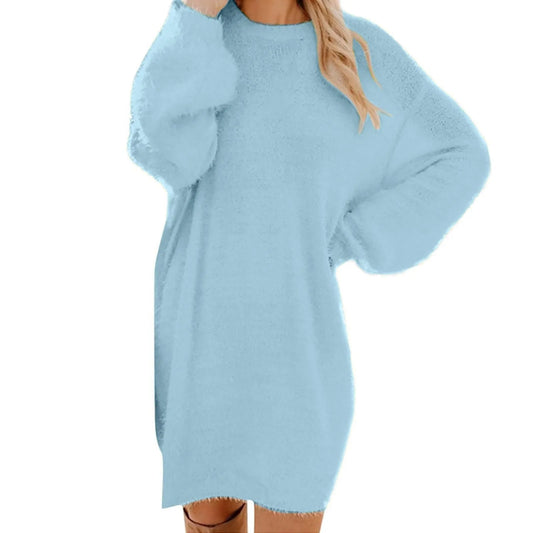Women Winter Sweater Knit Crewneck Warm Long Sleeve Casual Sweatshirts Dress Elegant Women'S Dresses For Party
