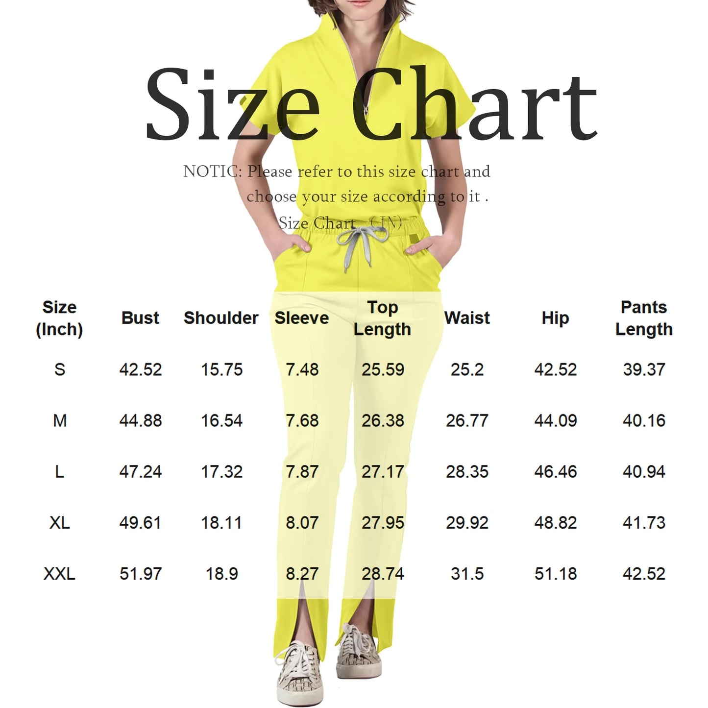 Women's Nurse Scrub Set V-Neck Half Zipper Short Sleeve Multi-Color Split Hem Pants Multi-Pocket Cozy Professional Workwear