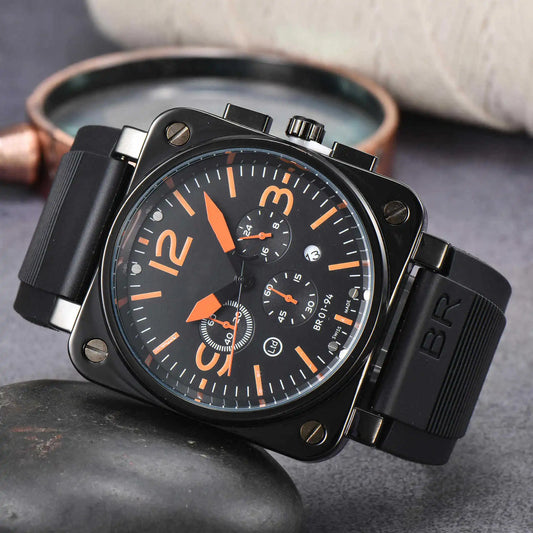 High-End BR Original Brand Watches For Mens High Quality Square Automatic Mechanical Watch Business Sports AAA  Clock