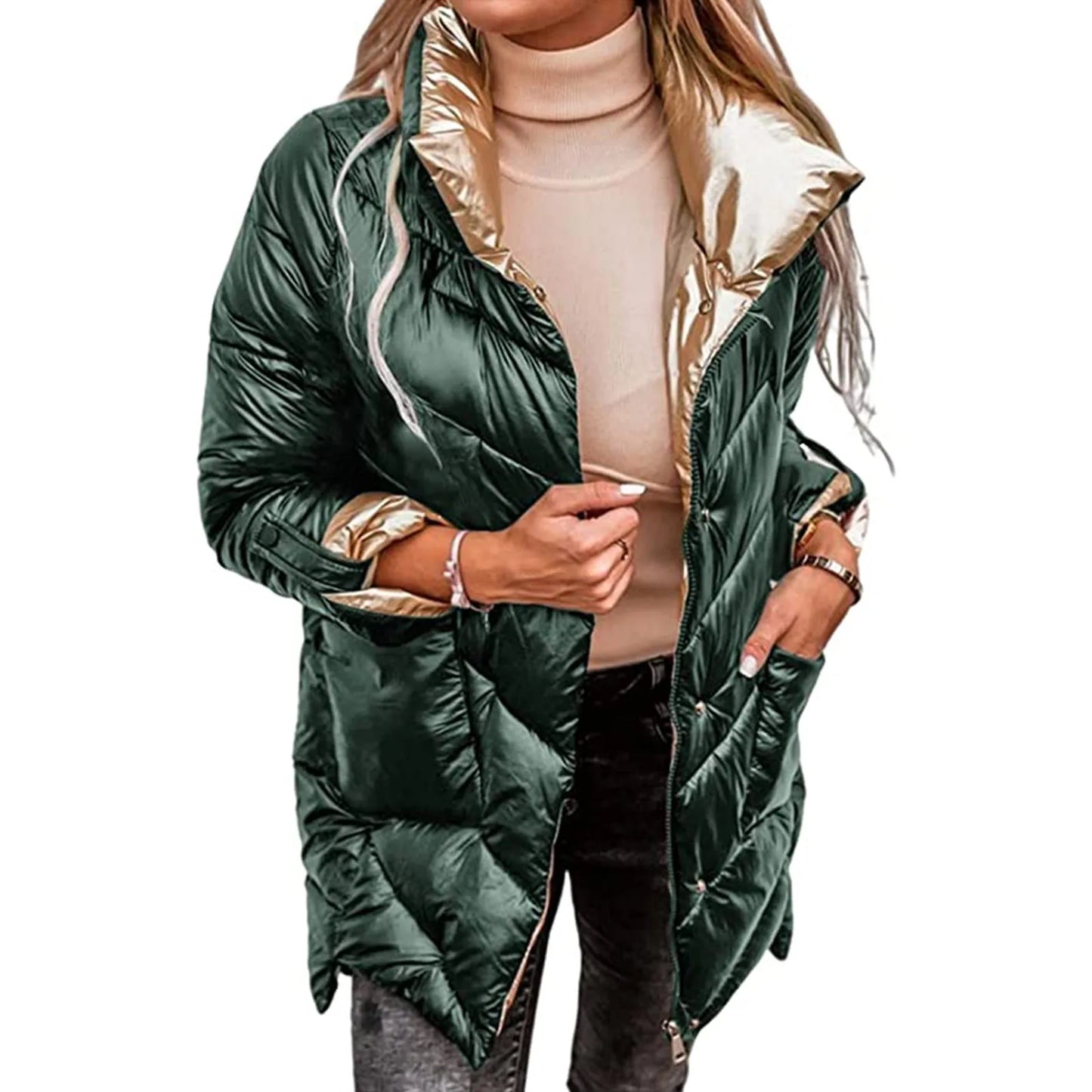 Winter Coat  Ladies Removable Outwear Coat Jacket Slim Long Padded Hooded Women Warm Fashion Women